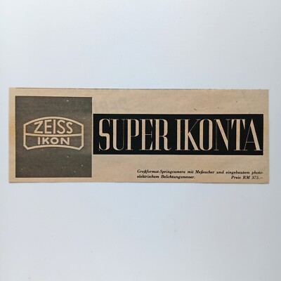1940 Zeiss Ikon Super Ikonta, Spring Kamera,  Werbeanzeige Werbung Reklame