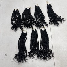 URNice Braiding Hair 10 Inch Black Synthetic Curly 7 Packs Extensions Women