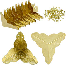 SDTC Tech 12 Pack Furniture Corner Protector 1" X 1" Antique Gold Triangle Edge