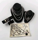 Vintage to Modern Black And Silver Tone  Costume Jewelry Wearable Mixed Lot