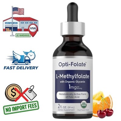 L-Metilfolato 1mg Líquido Folato 1667mcg DFE | 2 Oz Sabor a Ponche de Frutas