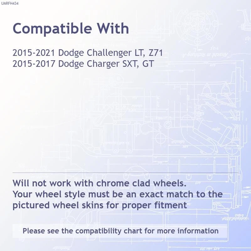 18' 5 Spoke Gloss Black Wheel Skins for 2015-2021 Dodge Challenger SXT - Image 3 of 4