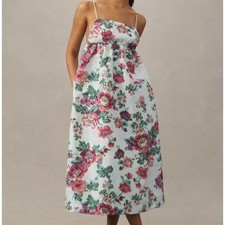 BHLDN Sophia Jacquard Floral Midi Dress White Pink – Women's XS