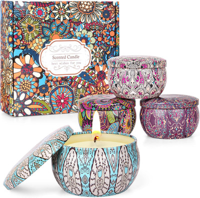 Candles for Women - 4 Packs Scented Candles Gifts for Women Set, Natural Soy Wax