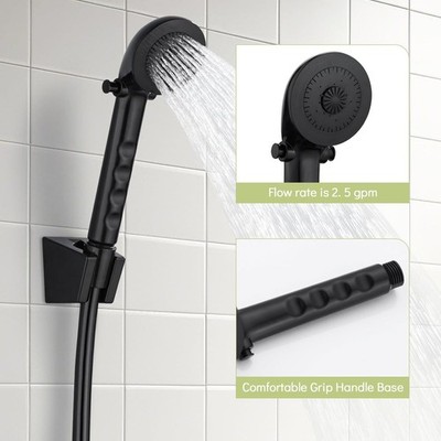 RV Shower Head + 47'' No-Kink Hose Outdoor Non-Metallic Matte Black Water Saving