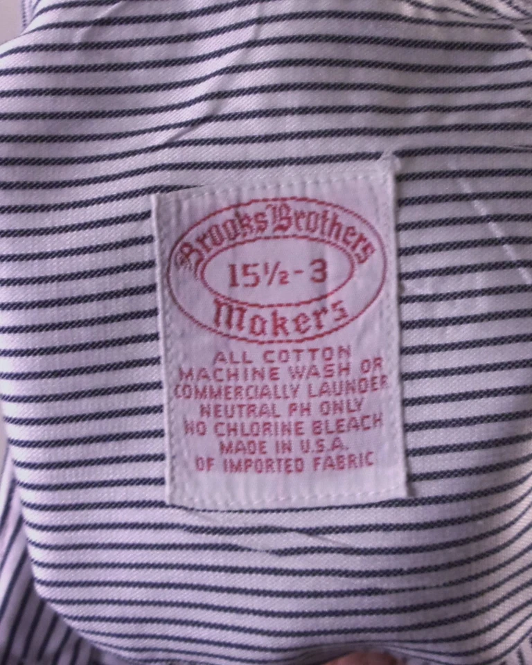vintage 70s 80s EUC Brooks Brothers USA Striped Shirt Button Down Up sz M 15.5 3 - Image 4 of 4
