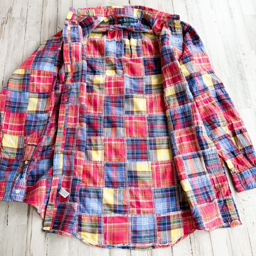 Ralph Lauren Madras Patchwork Button Down Shirt M… - image 7