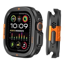 2 in-1 Metal Cover Compatible with Apple Watch Ultra 3/2/1 Case 49mm Black
