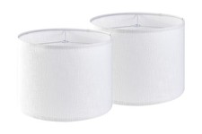 Set of 2 Pure White Linen Drum Lamp Shade 13" Top x 13" Bottom x 10" High Sp...