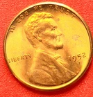 1952-S Lincoln Wheat Cent Penny GEM RD BU From an Original Bank Roll