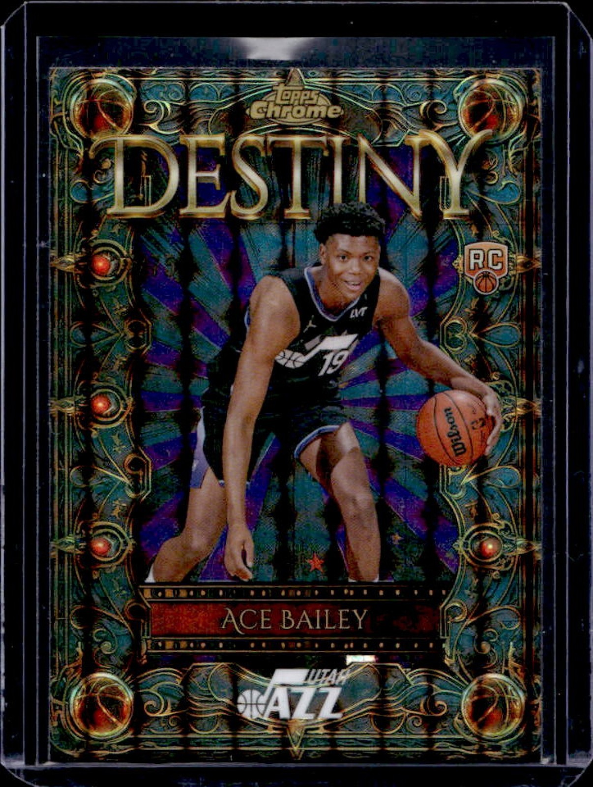 2025-26 Topps Chrome Ace Bailey Destiny RC Geometric Purple Refractor #/75 Jazz