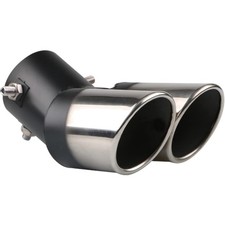 Auspuffblende Edelstahl Endrohr universal 63mm gebogen Silber Auto Dekoration