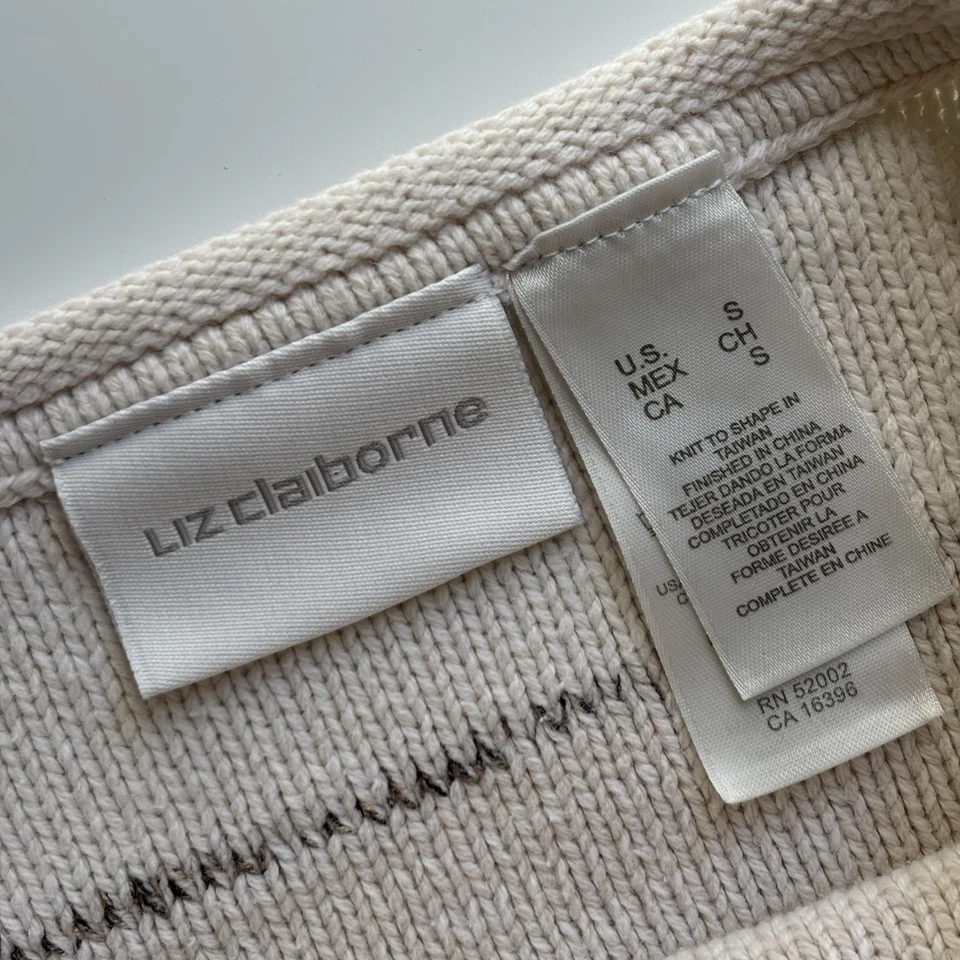 Suéter Vintage Liz Claiborne Tejido Cuello Redondo Mujer Pequeño Tono Tierra Cottagecore Foto 3 de 4