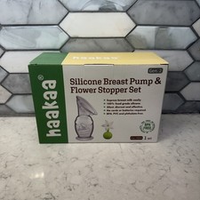 haakaa Breast Pump with Suction Base and White Flower Stopper 4oz BPA Free