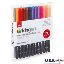Twin Tip Brush Pens 24 Pack Art Markers Drawing Coloring Calligraphy Sketching