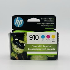 HP 910 Genuine Ink 3-Pack Cyan Magenta Yellow 3YN97AN Sealed AUG 2027