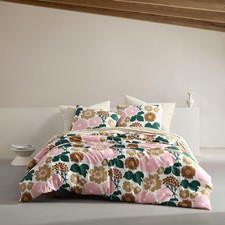 - Queen Duvet Cover Set, Organic Cotton Bedding with Matching Shams, Bold Flo...