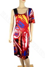 BALENCIAGA DRESS VIBRANT STAINED GLASS WINDOW PRINT ONE SLEEVE sz 38
