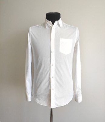 ARKET Mens Slim Fit White Organic Poplin Cotton Long Sleeve Shirt  EU 48   US 38