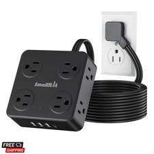 Flat Plug Power Strip with USB C, 6.5FT Flat Extension Cord - 8 AC Outlets an...