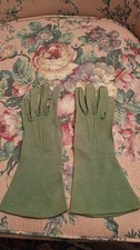 Green Vintage Gloves 10 1/2 " from longest finger to end