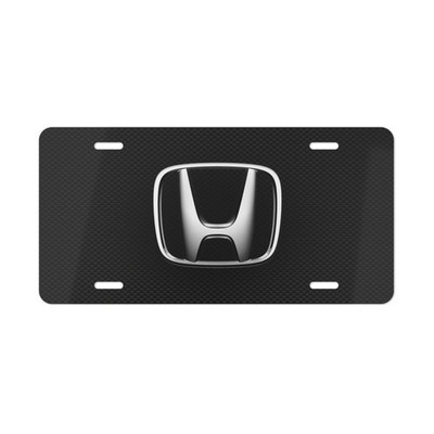 Honda, License Plate Auto Car Tag Metal Aluminum (Carbon Fiber Simulation)