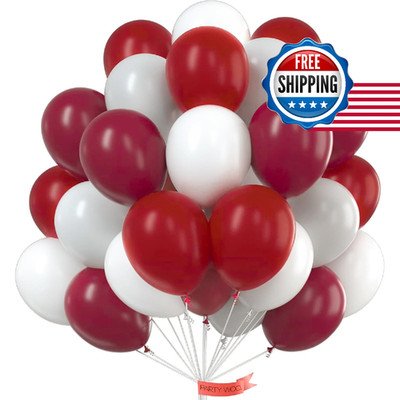 PartyWoo Burgundy White Gray Balloons 66pcs 12 Inch Matte Pearl Latex Party Deco