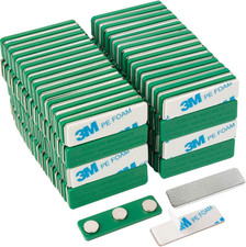 Magreen Magnets 120 Pack Strong Magnetic Name Badge Holders with Steel Back Plat