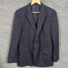 Brooks Brothers 42R W36 Blazer Jacket Navy Blue Wool Windowpane Single Breasted