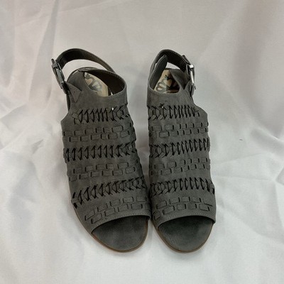 Fergalicious by Fergie Vagabond Heels 10 M Peep Toes Slingback Block Gray