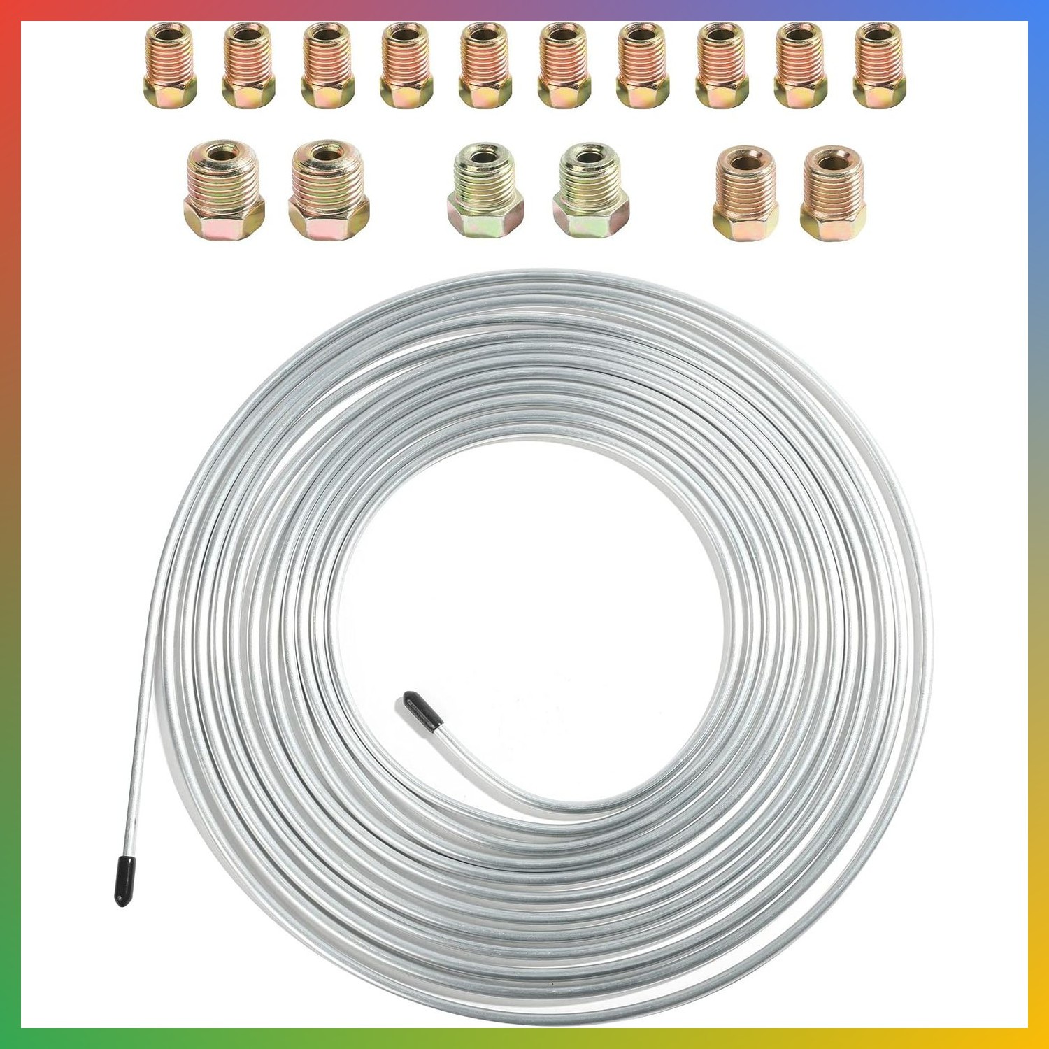 Copper Nickel Brake Line Tubing Kit Flexible Rustproof 3/16 Inch 25 FT 16 Fittin