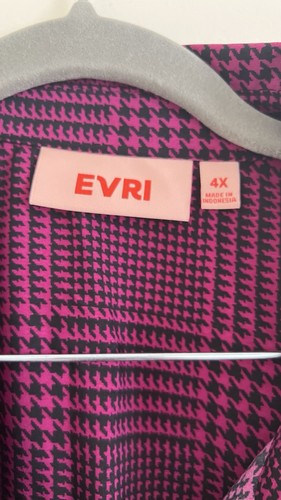 EVRI kariertes Utility Hemdkleid in lila 4X leicht Arbeit adrette Hahnentritt - Bild 5 von 15