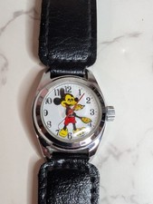 Vintage 1970s Womens Mechanical Mickey Mouse Watch Works