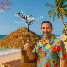 990 mile HDTV 1080P Outdoor Amplified Digital TV Antenna Rotor 360° UHF/VHF Home