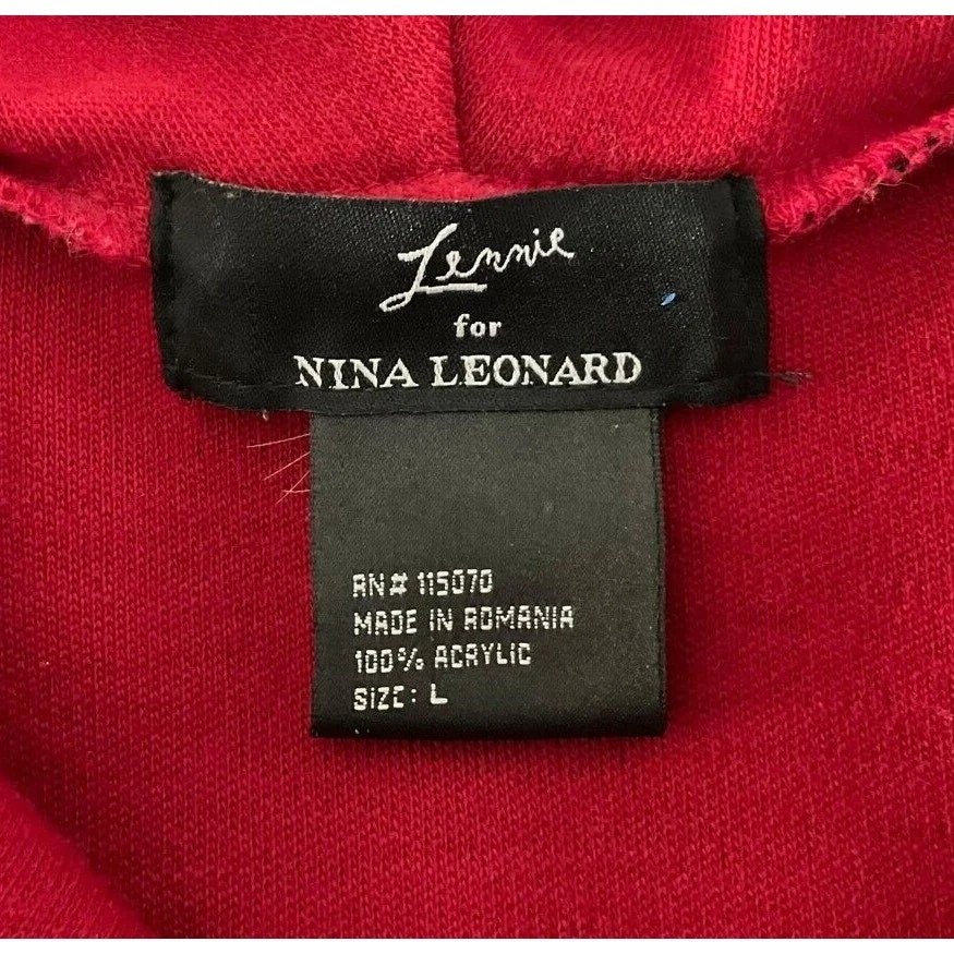 Vestido Lennie for Nina Leonard Rojo Grande Capucha Cuello Manga Larga Midi 115070 Foto 3 de 4