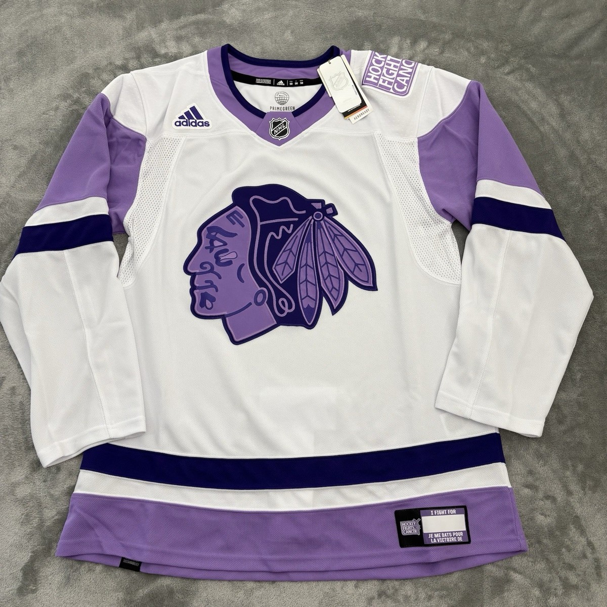 Chicago Blackhawks Jersey Adidas Hockey Fights Cancer Jersey Size 50  Primegreen