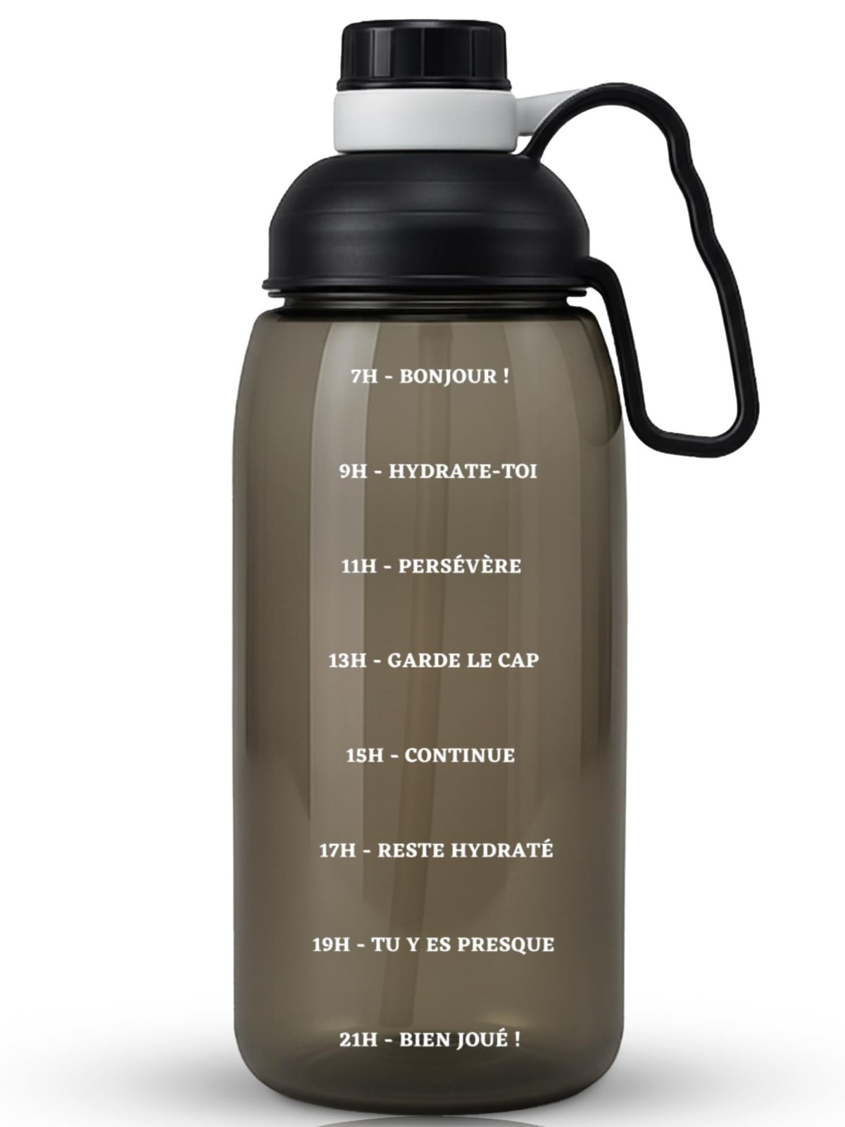Gourde 2L Motivation Sans BPA Bouteille Eau Graduée Journée Français