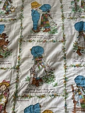 Vintage 70s 80s Holly Hobbie Helpful Hints Handmade Quilt