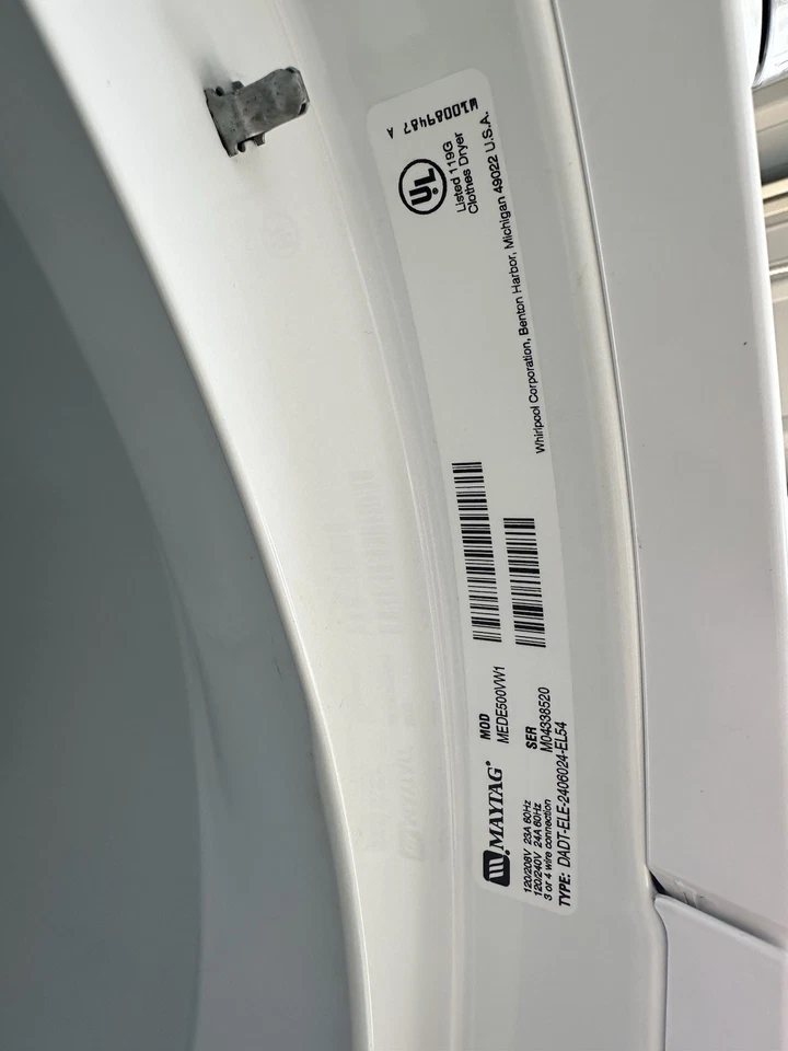 Maytag 5000 MEDE500VW Performance Series Electric Dryer W/ Steam Enhanced Cycle - Image 4 of 4