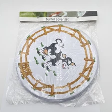 Reston Lloyd Burner Cover Set Cow Farmhouse Kitchen Decor 2x 10" 2x 8" New