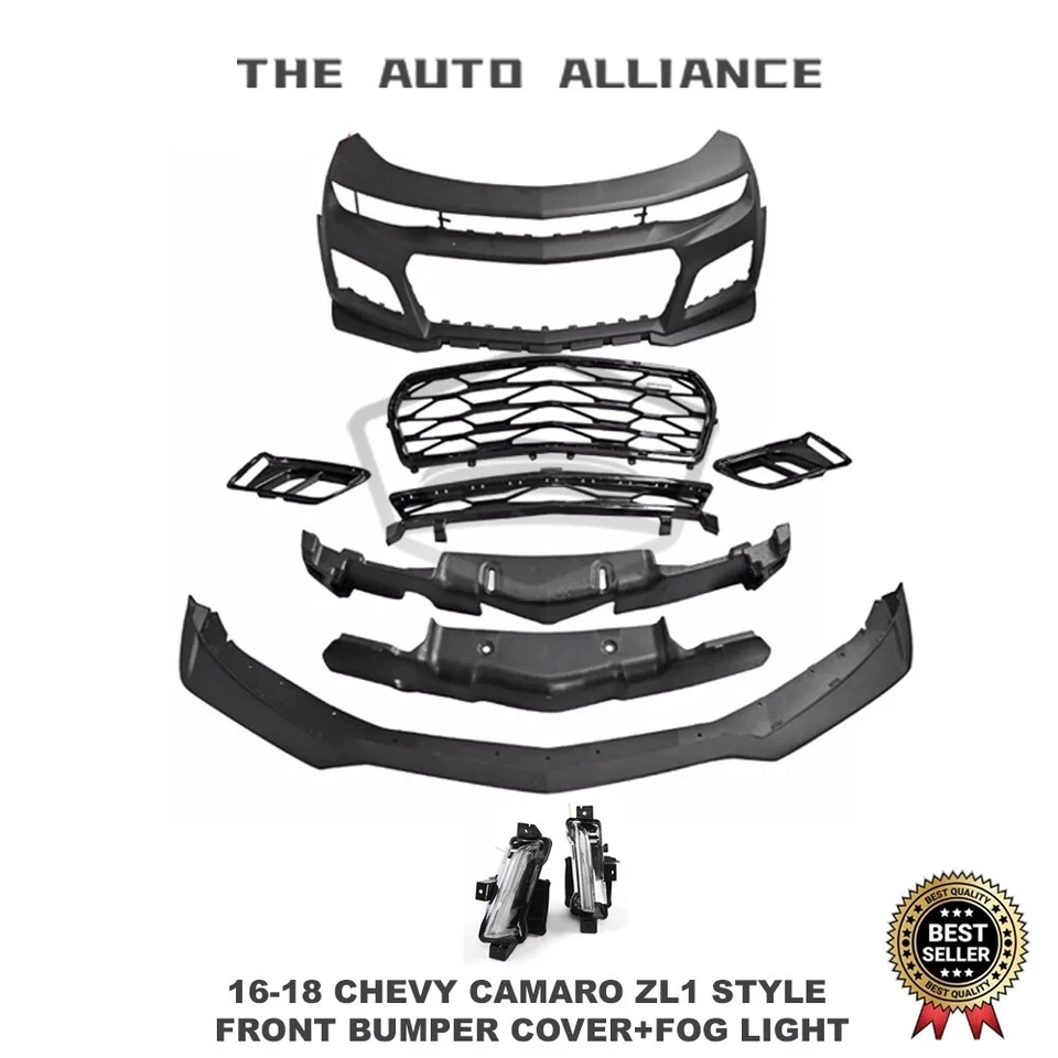 For 2016-2018 Chevy Chevrolet Camaro ZL1 Style Full Front Bumper+Fog light - Image 3 of 4