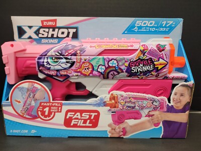 X-Shot Water Fast-Fill Pink Party Hyperload Water Blaster by ZURU - Quick Refill