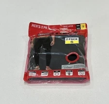 32 Degrees Heat Men's 2-Pack Stretch Quick-Dry Base Layer Pants, Black, Size S