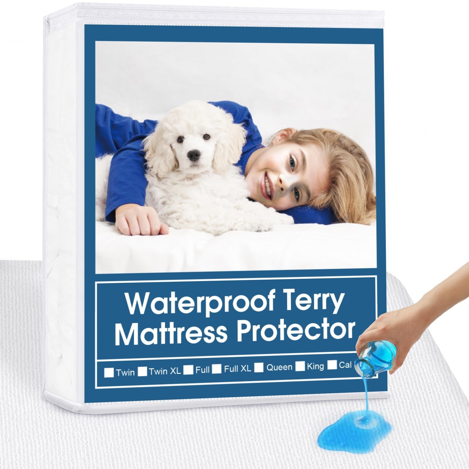 SPRINGSPIRIT Twin Extra Long (XL) Waterproof Mattress Protector Terry, Premiu...