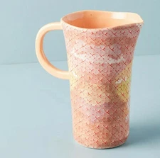 Anthropologie Cora Stoneware Pitcher Sunset Stoneware Vase Carafe Textured NEW