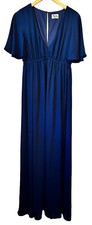 Show me Your Mumu Emily Maxi Dress Navy Flutter Sleeve V Neck Size Medium
