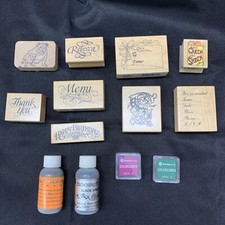 Lot of 9 Rubber Stamps and Accessories