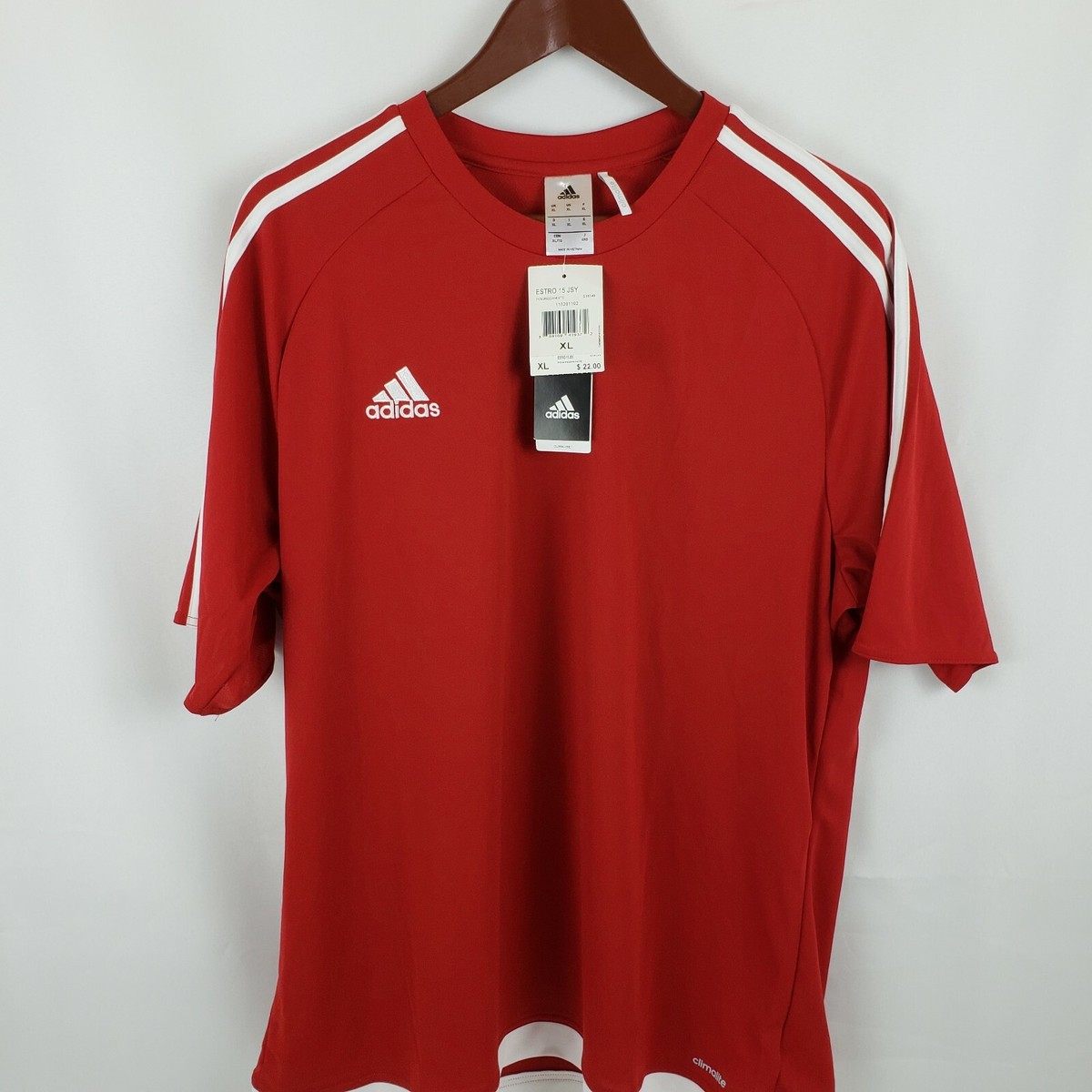 Adidas Men's Estro 15 Jersey Red Climalite Jersey New With Tags