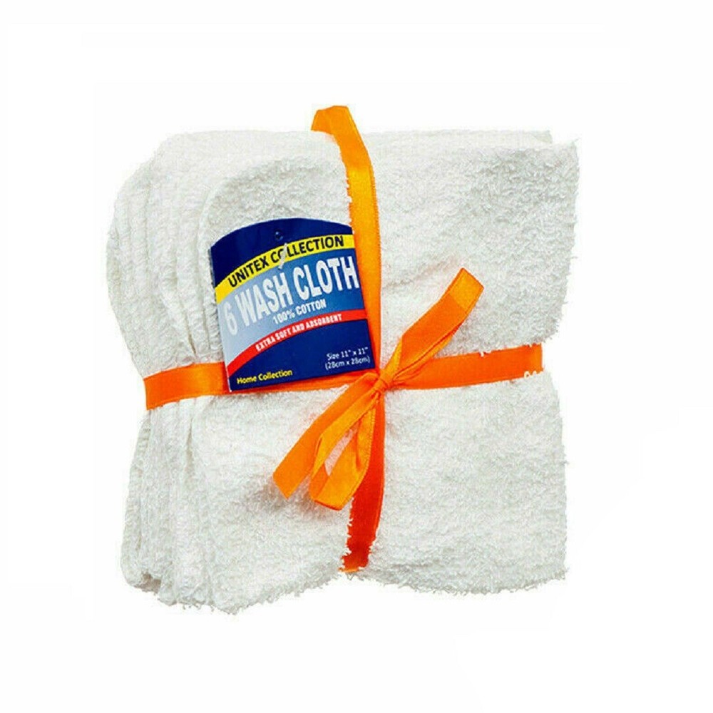 White Wash cloths 11x11 hotel Kitchen washcloth Towel 6 pcs 100% cotton