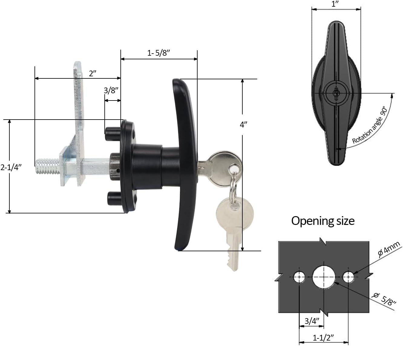Truck Cap Locking T-Handle, Matching Set T-Handles Lock, Truck Cap Topper Camper